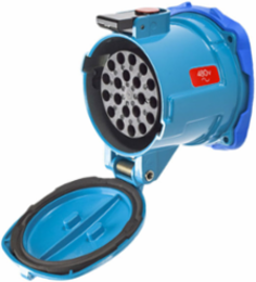 Metal DN20c Receptacle, Size 5, Blue, IP66, 15A, 480 VAC/130 VDC