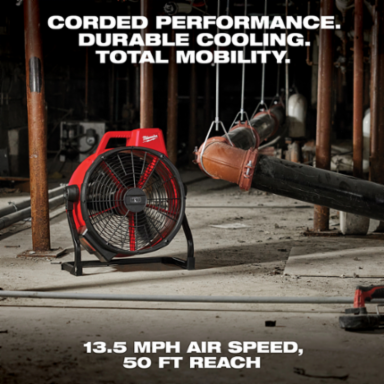 M18™ Brushless 18 Inch Fan, 3 Speeds, 3400 CFM, Corded/Cordless, Red/Black