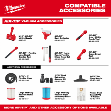 M18 FUEL™ 6 Gallon Cordless Wet/Dry Vacuum - 87 CFM, 1-7/8" Hose Diameter, 26 lbs