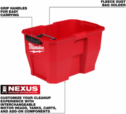 9 Gallon Wet/Dry Vacuum Tank, Red/Black Polypropylene Construction