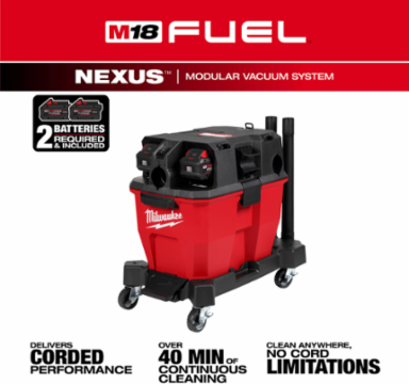 M18 FUEL™ 9 Gallon Cordless Wet/Dry Vacuum Kit, 109 CFM, 1-7/8" Hose
