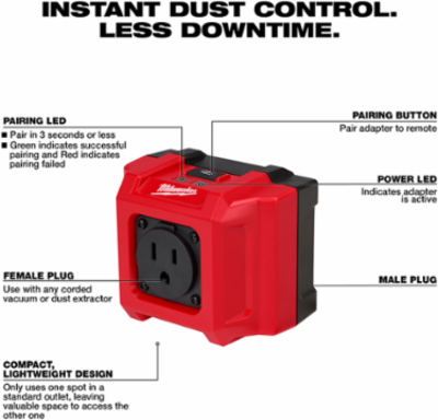 Wireless Dust Control Adapter & Remote Kit, Universal Fit, Instant Dust Control