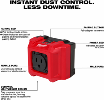 Wireless Dust Control Adapter & Remote Kit, Universal Fit, Instant Dust Control