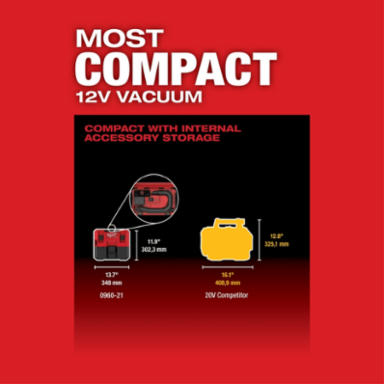 M12 FUEL™ 1.6 Gallon Cordless Wet/Dry Vacuum, 45 CFM, 42" Suction, HEPA Filter