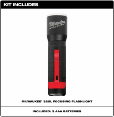 325L Focusing Flashlight, 325 Lumens, 4.75 Inch Length, Cordless, LED