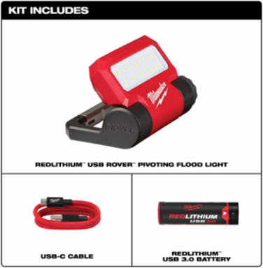 REDLITHIUM™ USB ROVER™ 550 Lumens Pivoting Flood Light, 210° Rotation