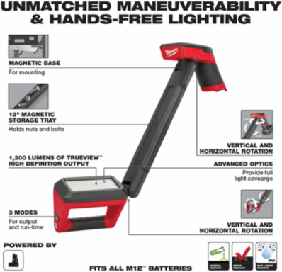 M12 Underbody Light, 1200 Lumens, 14 Inch, LED, Portable, Magnetic Mount