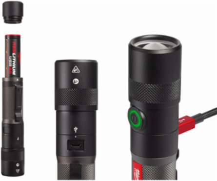 REDLITHIUM USB 1100L Twist Focus Flashlight, 1100 Lumens, 6.09 Inch Length, IP67 Waterproof