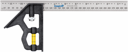 12 Inch Polycast Combination Square with Stainless Steel Blade and Acrylic Vial