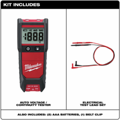 Auto Voltage/Continuity Tester with 600V AC/DC, Backlit LCD Display