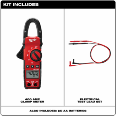 Heavy-Duty True-RMS Clamp Meter, 400 A AC, 600 V AC/DC, 1.0 Inch Jaw