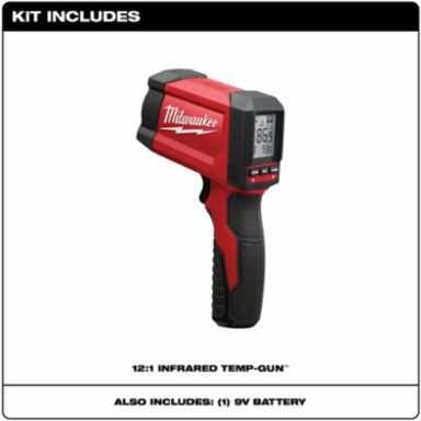 Infrared Temperature Gun, 12:1 Distance-to-Spot Ratio, Measures -22⁰F to 1022⁰F