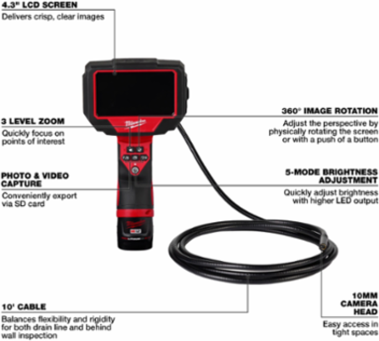 M12™ M-Spector™ 360 Inspection Camera, 10' Cable, 4.3" LCD Screen