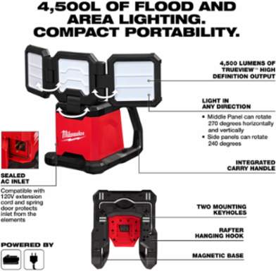 M18™ ROVER™ Dual Power Triple-Panel Flood & Area Light