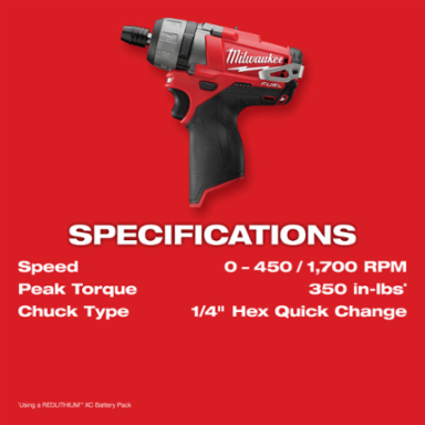 M12 FUELTM 1/4 Inch Hex 2-Speed Cordless Screwdriver, 350 in-lbs Torque