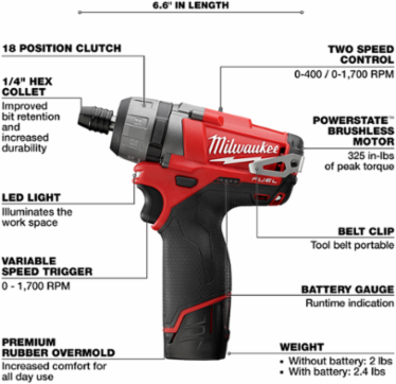 M12 FUEL™ 1/4" Hex 2-Speed Screwdriver Kit