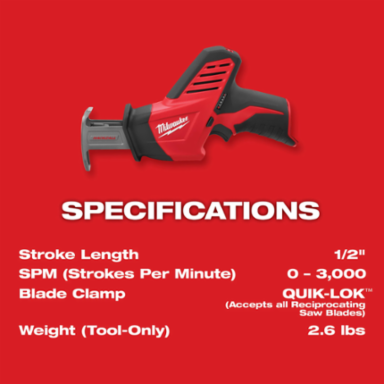 M12 HACKZALL Reciprocating Saw 11 Inch, 0.5 Inch Stroke Length, 3000 SPM