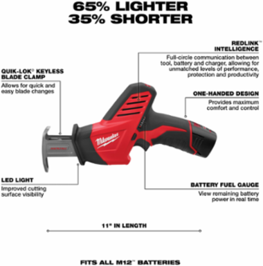 M12 HACKZALL Reciprocating Saw 11 Inch, 0.5 Inch Stroke Length, 3000 SPM