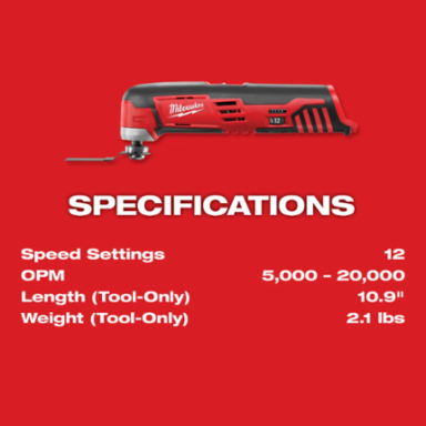 M12 Cordless Multi-Tool, 12V, 20000 OPM, 2.1 lbs, Variable Speed
