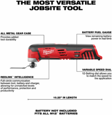 M12 Cordless Multi-Tool, 12V, 20000 OPM, 2.1 lbs, Variable Speed
