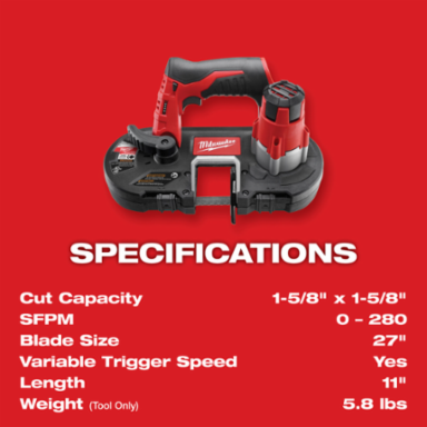 M12™ Cordless Band Saw 12 Inch, 1-5/8 in. Cut Capacity, 6.75 lbs