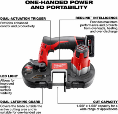 M12™ Cordless Band Saw, 12-Inch Length, 1-5/8 in. Cut Capacity, 6.75 lbs