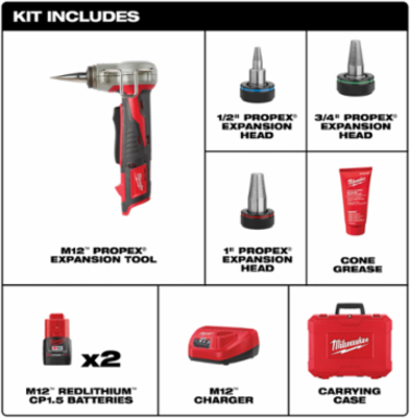 M12 ProPEX Expansion Tool Kit with 1/2", 3/4", 1" Heads and Electric Power
