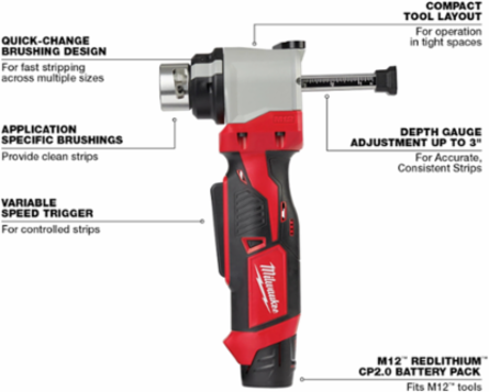 M12™ Cable Stripper Kit, Strips 1/0 - 750 MCM, Depth Gauge 3 Inch