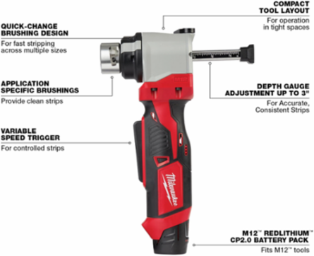 M12™ Cordless Cable Stripper Kit, Strips 1/0 - 500 MCM Cu Cables, Compact Design