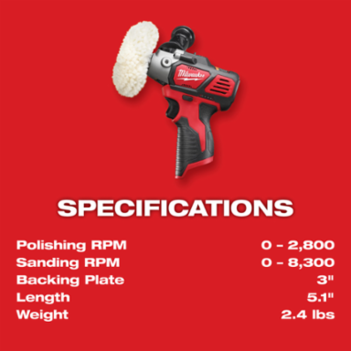 M12 12 Volt Lithium-Ion Cordless Variable Speed Polisher/Sander, 2.4 lbs, 9 Inch Height