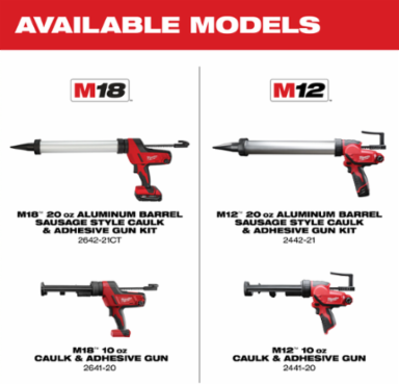 M12 10 oz Cordless Caulk Gun with 400 lbs Pushing Force