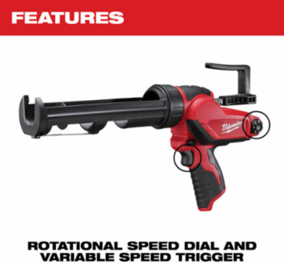 M12 10 oz Cordless Caulk Gun with 400 lbs Pushing Force