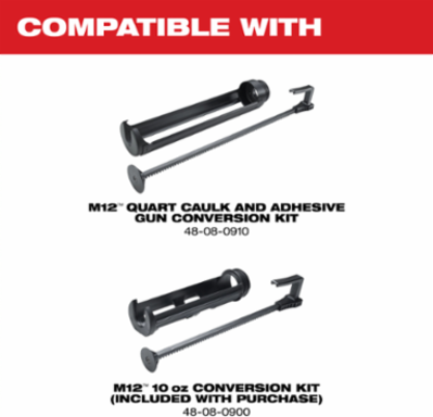 M12 10 oz Cordless Caulk Gun with 400 lbs Pushing Force