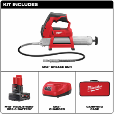M12 Cordless Grease Gun Kit, 8000 PSI, 20 oz Capacity, 12V Lithium-Ion