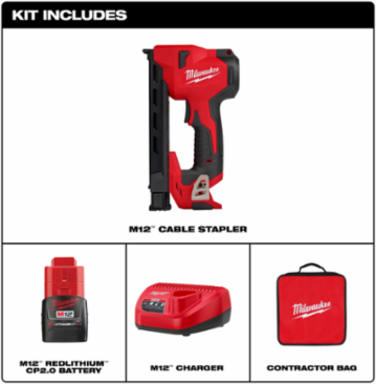 M12TM Cable Stapler, 1 Inch Staple Size, 2.0 Ah Lithium-Ion Battery, 5 lbs