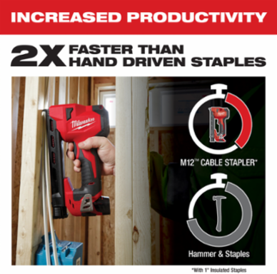 M12TM Cable Stapler, 1 Inch Staple Size, 2.0 Ah Lithium-Ion Battery, 5 lbs