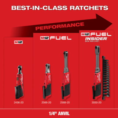 M12TM Cordless 1/4 Inch Ratchet, 30 ft-lbs Torque, 250 RPM, 1.9 lbs