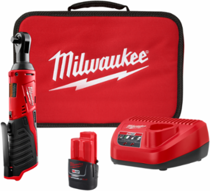 M12 Cordless 3/8 Inch Ratchet Kit, 12V, 35 ft-lbs Torque, 250 RPM