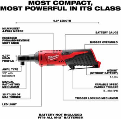 M12™ Cordless 3/8 in. Ratchet-Reconditioned