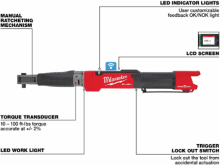M12 FUEL 3/8 Inch Digital Torque Wrench, 10-100 ft-lbs Torque Range, ONE-KEY Technology