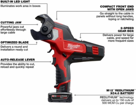 M12TM Cable Cutter Kit, 600 MCM Capacity, 10.75 Inch Length