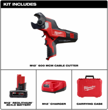 M12TM Cable Cutter Kit, 600 MCM Capacity, 10.75 Inch Length