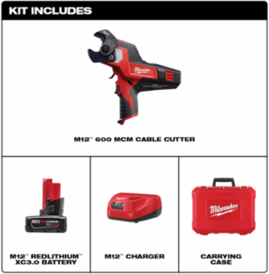 M12™ Cable Cutter Kit, 600 MCM Capacity, 10.75 Inch Length