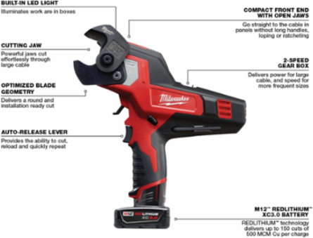 M12™ Cable Cutter Kit, 600 MCM Capacity, 10.75 Inch Length