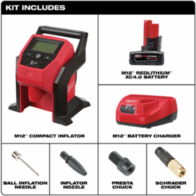 M12 Compact Inflator Kit, 120 PSI, 26 Inch Hose, 4.27 lbs