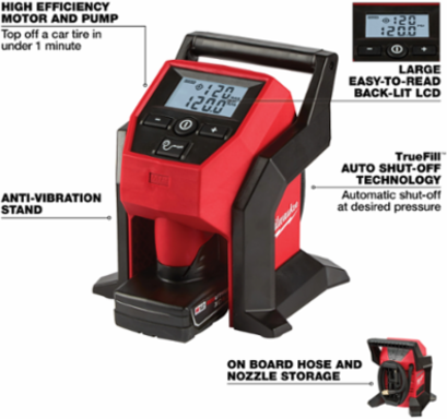 M12 Compact Inflator Kit, 120 PSI, 26 Inch Hose, 4.27 lbs
