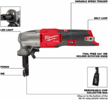 M12 FUEL™ 16 Gauge Variable Speed Nibbler, 12V, 3.2 Inch Minimum Cut Radius