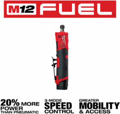M12 FUEL™ 1/4 Inch Straight Die Grinder Kit, 0.3 HP, Cordless, 20000 RPM
