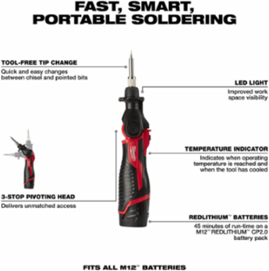 M12 Soldering Iron Kit, 90W, 18 Sec Heat Up, 750 F Max Temperature