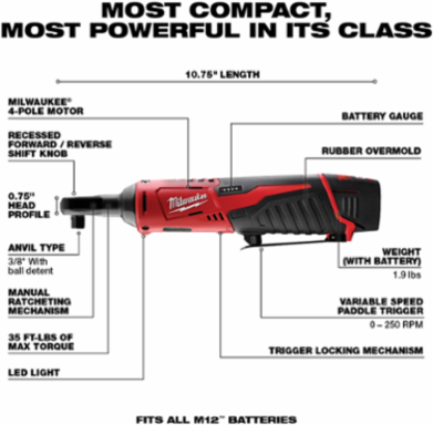 M12™ Cordless 5-Tool Combo Kit with 12V Battery Power, Includes Drill, Impact Driver, Saw, Ratchet, Light